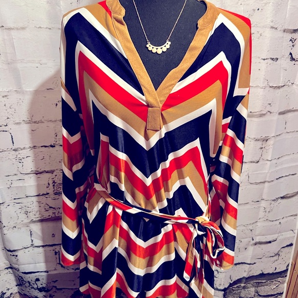 Faux suede collar stripe fall toned blouse size 2X western boho casual raw hem - Picture 1 of 3